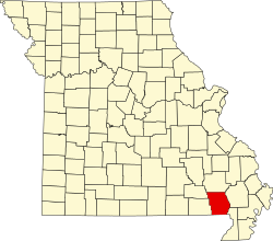Map of Missouri highlighting Butler County